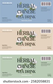 three color set herbal tea label