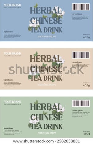 three color set herbal tea label
