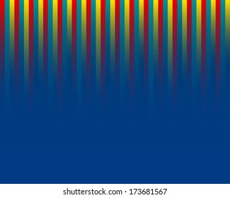 three color straight lines on blue background