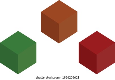 
three colored 3d cube box vector