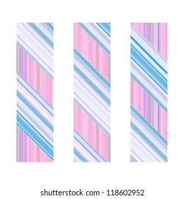 three colored abstract banners with stripes