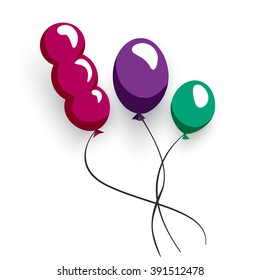 Three Colored Balloons Illustration Flat Stock Vector (Royalty Free ...