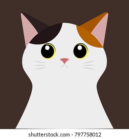 three colored cat. Isolate vector.