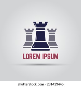 three colored chess rook isolated vector logo template