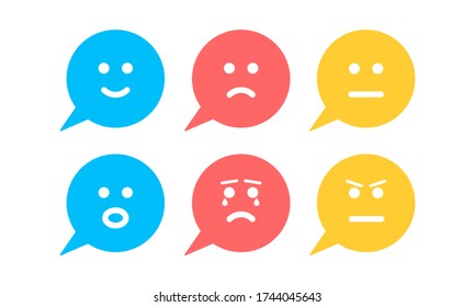 Three colored emoticons, set emotion, 
emotion icon, vector illustration design