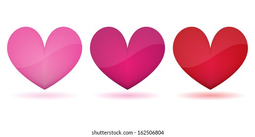 three colored heart symbols vector