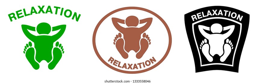 Three colored icons of relaxed man lying