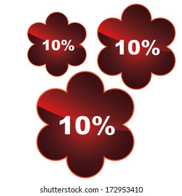 three colored icons with some text for sales
