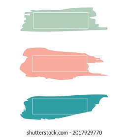 Three colored paint strokes with frame and place for text - Vector illustration