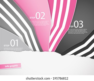 Three colored papers with place for your own text.