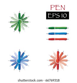 three colored pen spinning - illustration