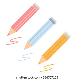 Three colored pencil draw the line