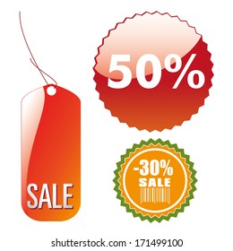 three colored sales icon in a white background