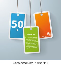 Three colored shopping marks on the grey background. Eps 10 vector file.