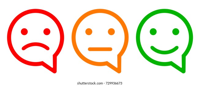 Three colored smilies, set smiley emotion, by smilies, cartoon emoticons - stock vector
