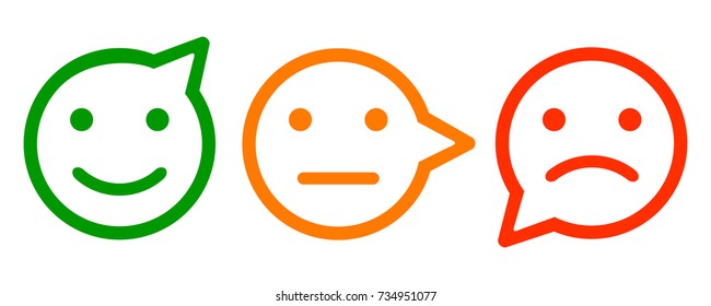 Three colored smilies, set smiley emotion, by smilies, cartoon emoticons - for stock
