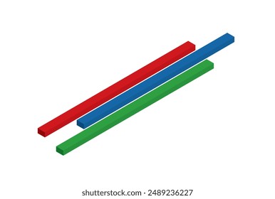 Three colored stripes in isometry