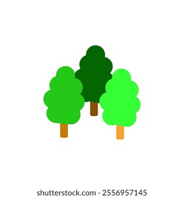 Three colored trees, vector icon.