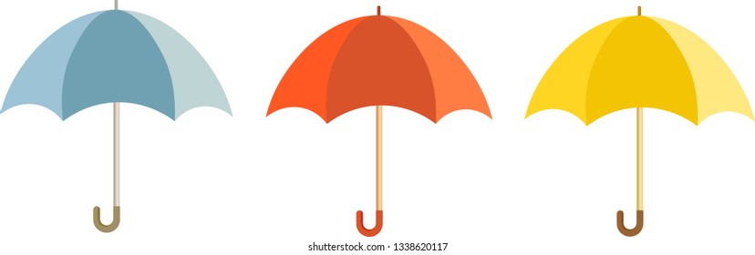 Three colored umbrellas
