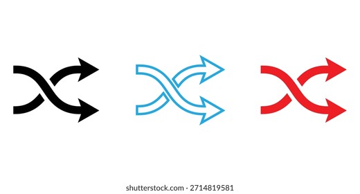 Tres coloridas flechas intercambiando ideas y conexiones en un movimiento circular