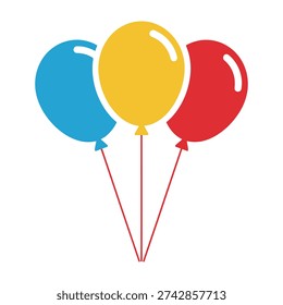 Three colorful balloons floating together