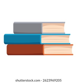 Três livros coloridos são empilhados, criando uma pilha pequena e organizada, pronta para leitura e aprendizado