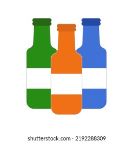 Three colorful bottle icons. Vector.