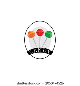 Three colorful candies logo design, candy with round shape