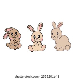 Three Colorful Cartoon Bunnies in a Fun Illustration