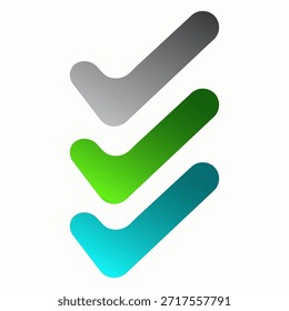 Three colorful checkmarks in a row, symbolizing progress, success, and completion