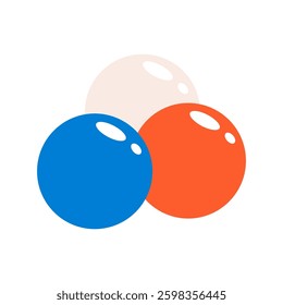 Three colorful chewing gum balls. Flat vector illustration in cartoon style isolated on white background.