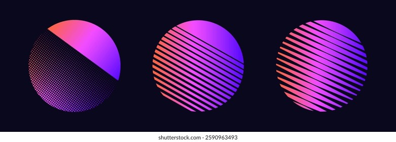 Three colorful circles with dynamic gradients and lines create a striking visual effect.