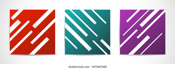 Three colorful covers from squares. Vector geometric brochure
