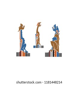 three colorful dragons