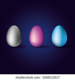 Three colorful eggs for Happy Easter