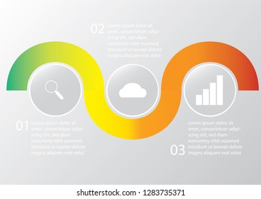 Three colorful elements with geometric infographic and icon inside,workflow layout or diagram for web design,Infographic illustration Concept