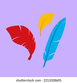 Tres plumas coloridas, vector de ilustración