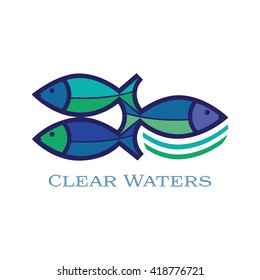 Three colorful fish icon design illustration in vector format over a white isolated background