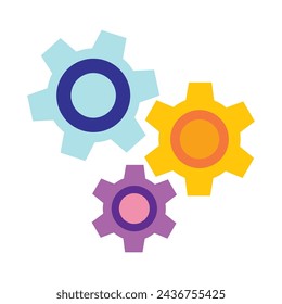 Three Colorful Gears Icon Vector Illustration