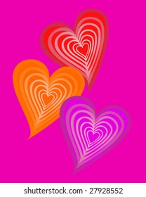 three colorful hearts - vector