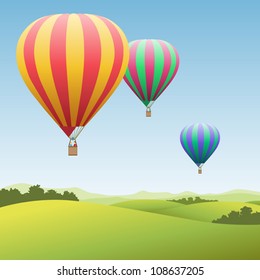 Three Colorful Hot Air Balloons