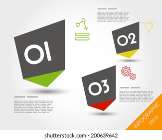 three colorful infographic elements. infographic concept.
