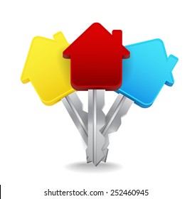 Three colorful keys. Vector illustration.