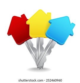 Three colorful keys. Vector illustration.