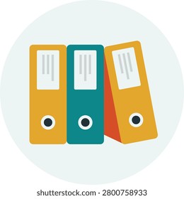 Three colorful office ring binders standing together for document organization and storage