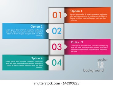 Three colorful option squares on the white background. Eps 10 vector file.