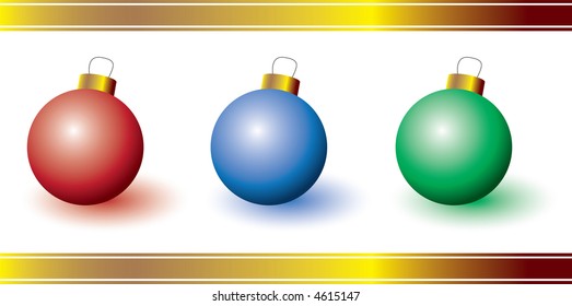 Three colorful ornaments - perfect for a Christmas card