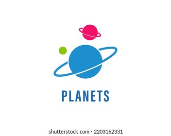 three colorful planet logo design template