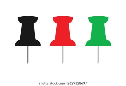 Three Colorful Pushpins design isolated