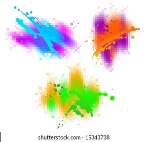 Tres salpicaduras de colores